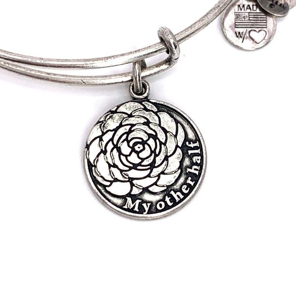 Alex and Ani Camelia My Other Half Charm Bracelet Silver Expands 2"- 3.5" - Picture 3 of 4